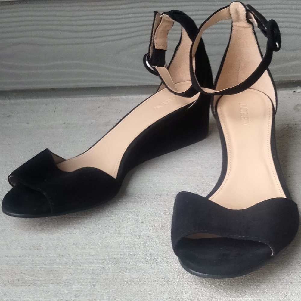 J. Crew Black Suede Wedge Sandals
